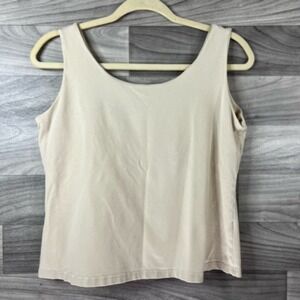 French Laundry Womens Sport Tank Top Beige Sleeveless Scoop Neck Stretch‎ M